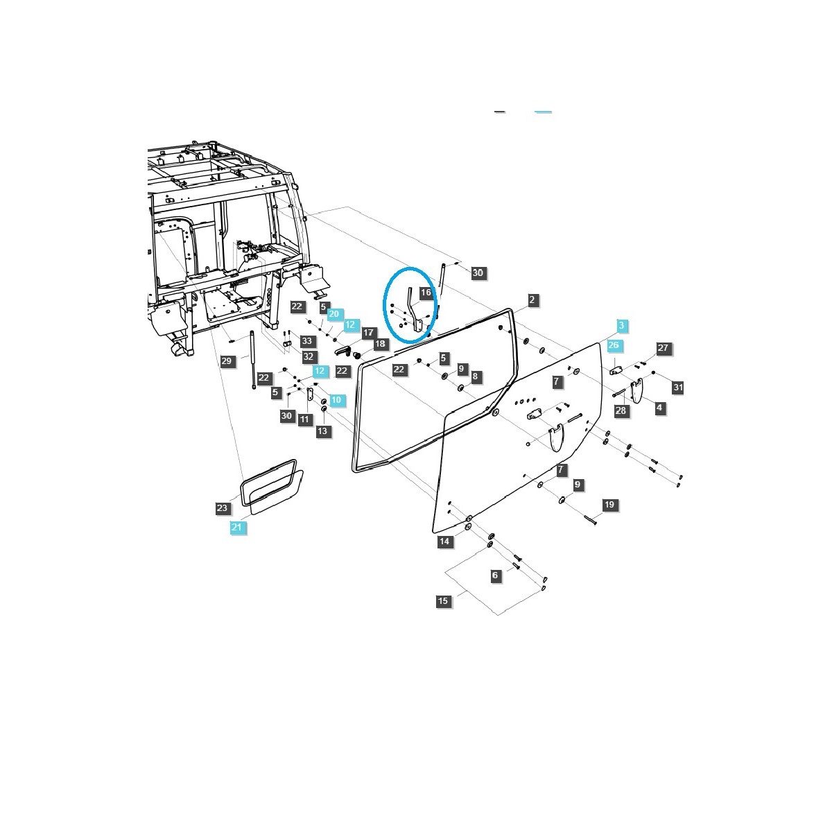 Halterung für Heckscheibenstellantrieb / rechts / TRG862 / LS Traktor / Nr. 40517142