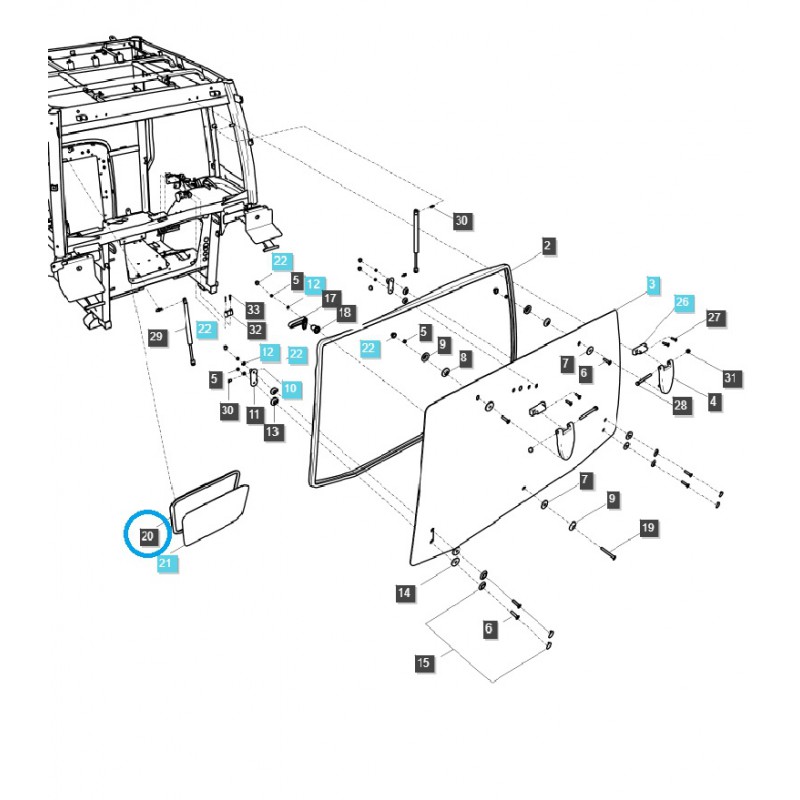 atrapy - Junta de ventana inferior / parte trasera de la cabina / Tractor LS / n.º 40255022