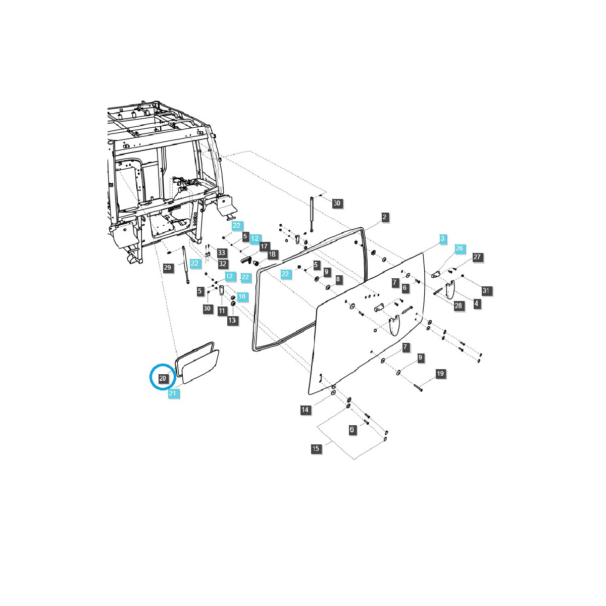 Spodní těsnění skla zadního okna / Ls Traktor č. 40255022