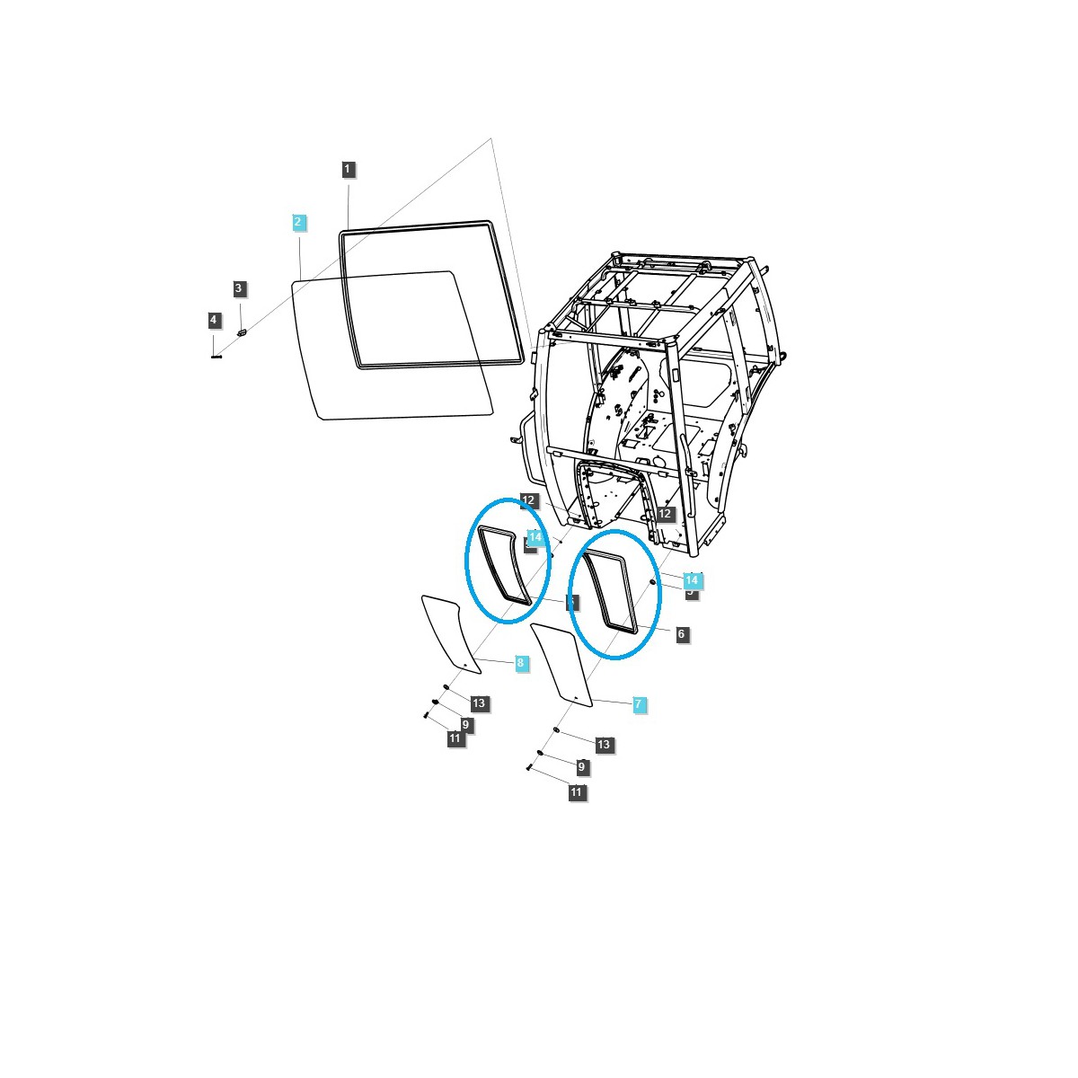 Uszczelka dolnego okna - przód kabiny TRG863 / LS Tractor nr 40260602