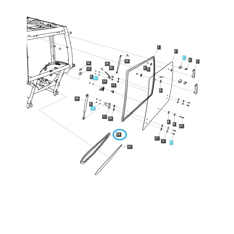 pièces pour ls - Joint de vitre de cabine / TRG863 / Tracteur LS / n° 40260612