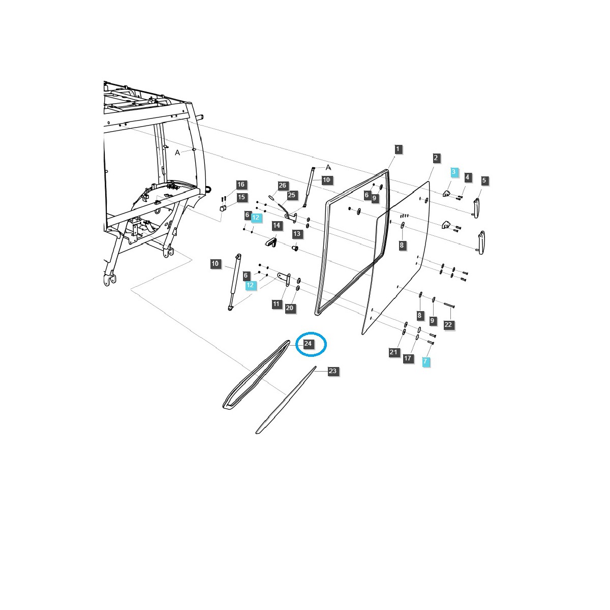 Kabinenfensterdichtung / TRG863 / LS Traktor / 40260612