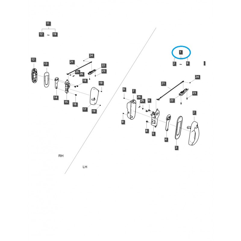 teile fur ls - Kompletter Kabinentürgriff / G862 / LS-Traktor / Nr. 40407749