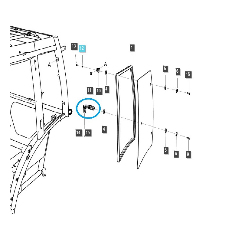 czesci do ls tractor - Uchwyt blokady / zamykania bocznego okna / lewy / TRG863 / LS Tractor / nr 40247651