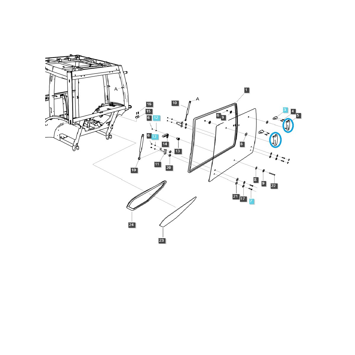 Bisagra de ventana trasera de cabina / TRG862 / LS MT1.25 / G862 / 40260604