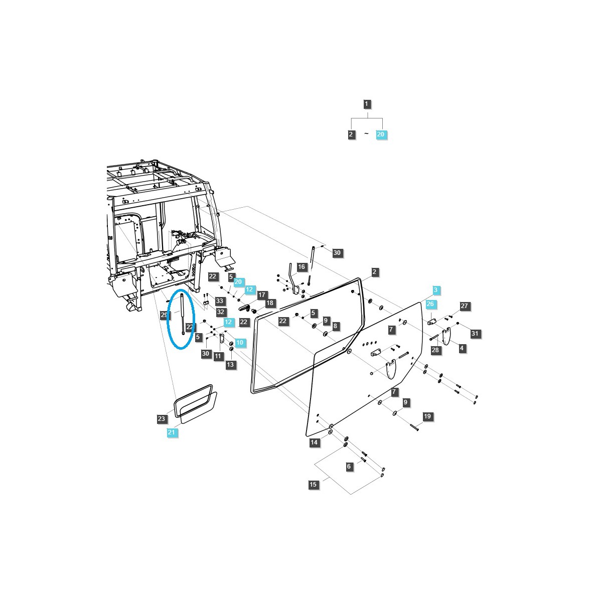 Actuador de gas / 15 kgf / TRG863 / LS Tractor / 40440180