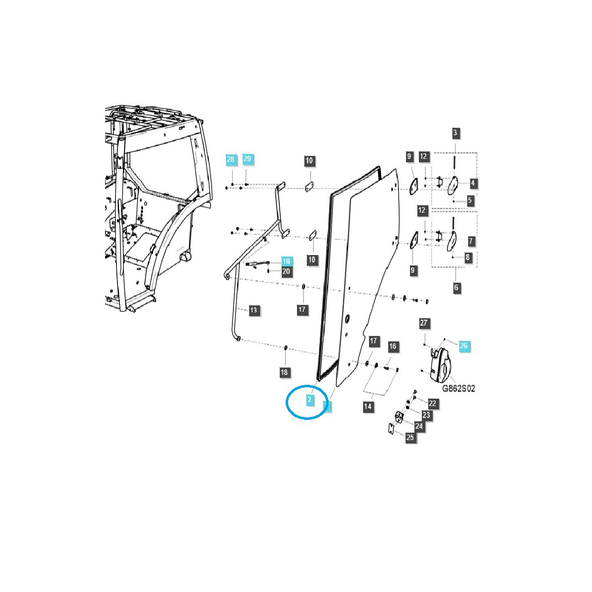 Cab door seal / TRG862 / LS Tractor 40312445