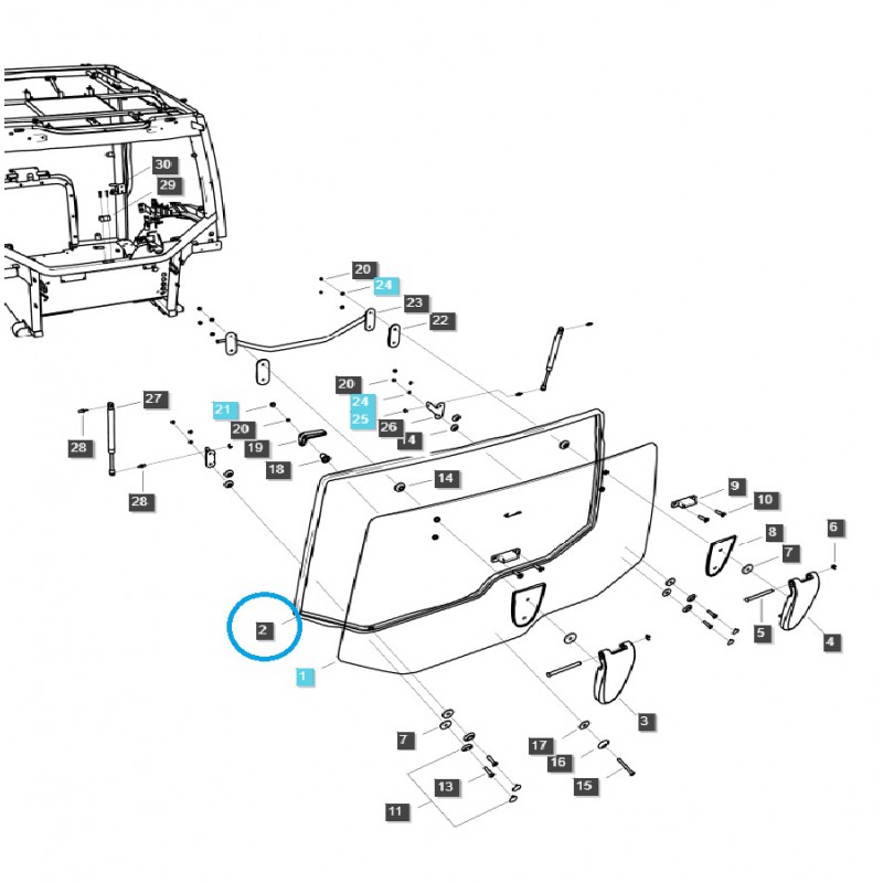 pièces pour ls - Joint de lunette arrière de cabine / TRG863 / Tracteur LS / N° 40411065