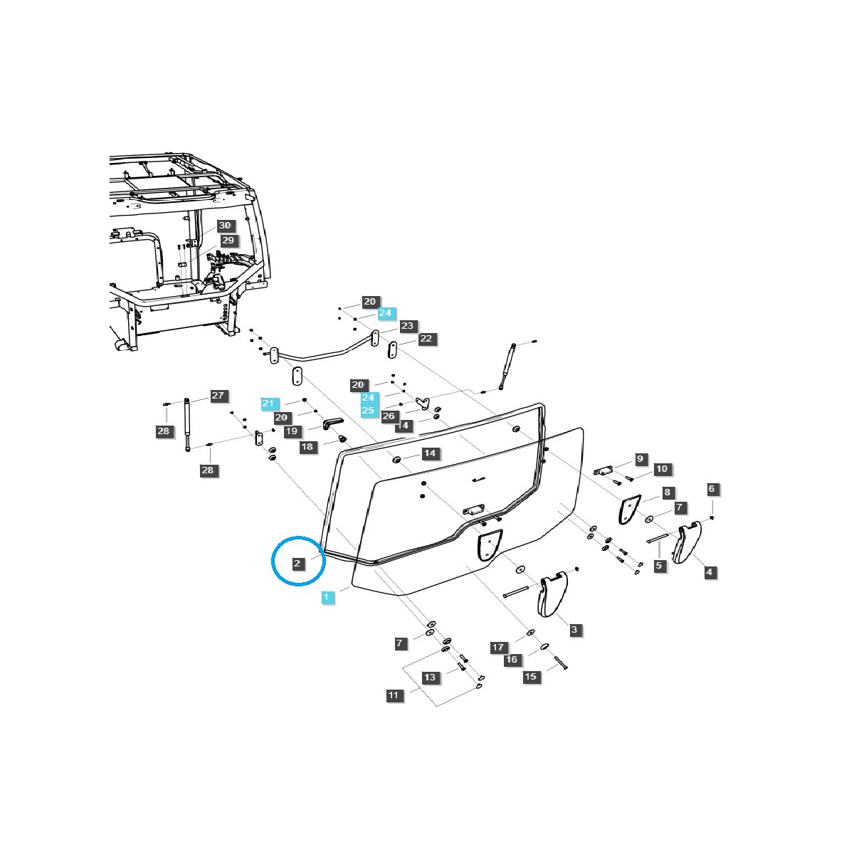 Kabinen-Heckscheibendichtung / TRG863 / LS Traktor 40411065