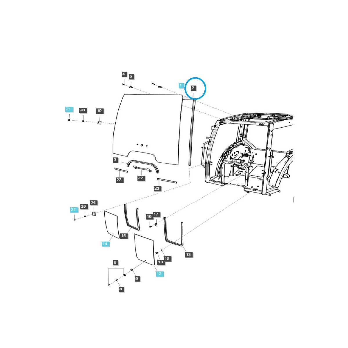 Těsnění čelního skla / TRG863 / LS Tractor 40312449