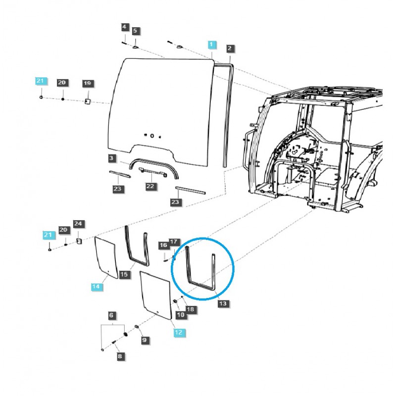 parts for ls - Left Cab Window Seal / TRG863 / LS Tractor / No. 40340769