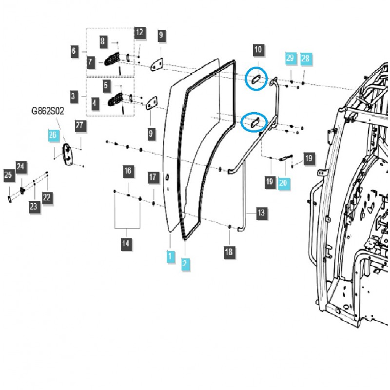parts for ls - Inner door washer / TRG862 / LS Tractor / no. 40319029