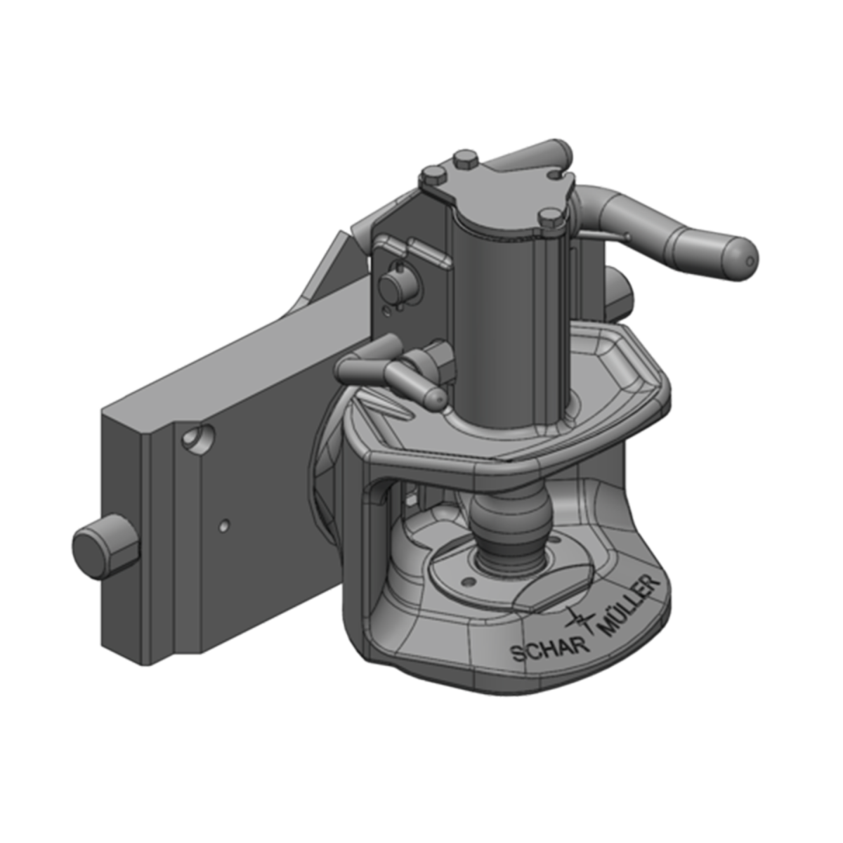 Upper automatic sliding hitch with adapter plate for LS XU6168 (38mm) Scharmueller