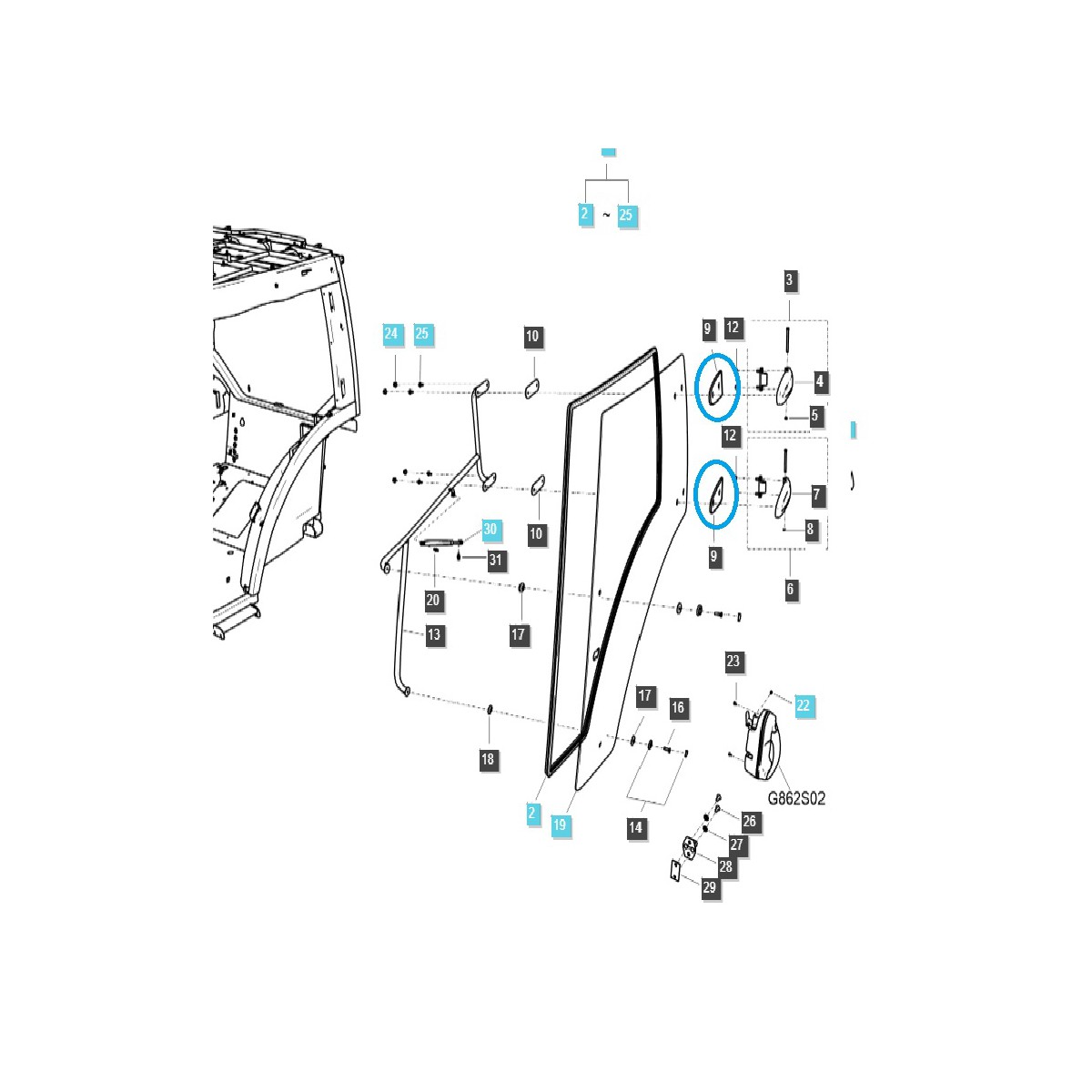 Arandela de goma para bisagra de puerta / TRG862 / LS Tractor / 40351772