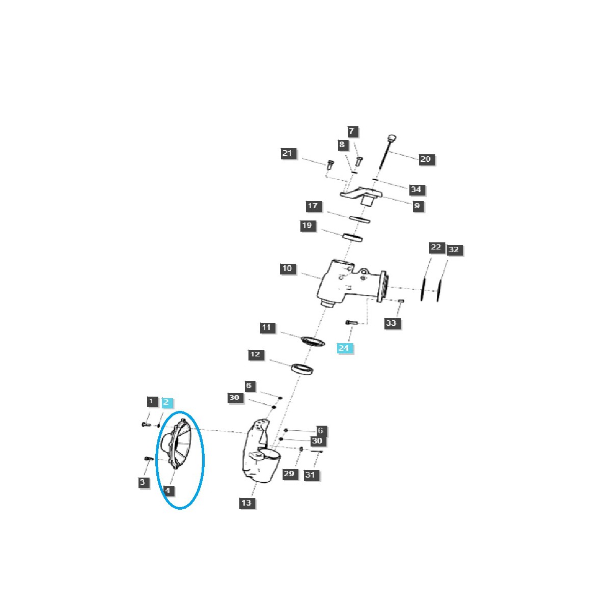 Cache, transmission de l'essieu avant - droite - TRG400 / LS Tractor / 40404473