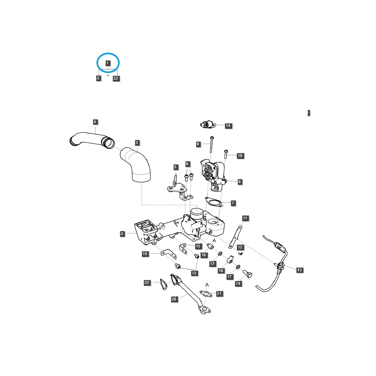 Kit de válvula EGR / 4 cilindros / EGQ200 / Tractor LS / 20174869