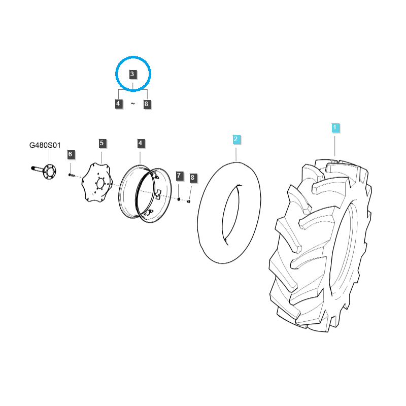 llantas - Llanta W10x24 / TRG490 / LS Tractor 40463026