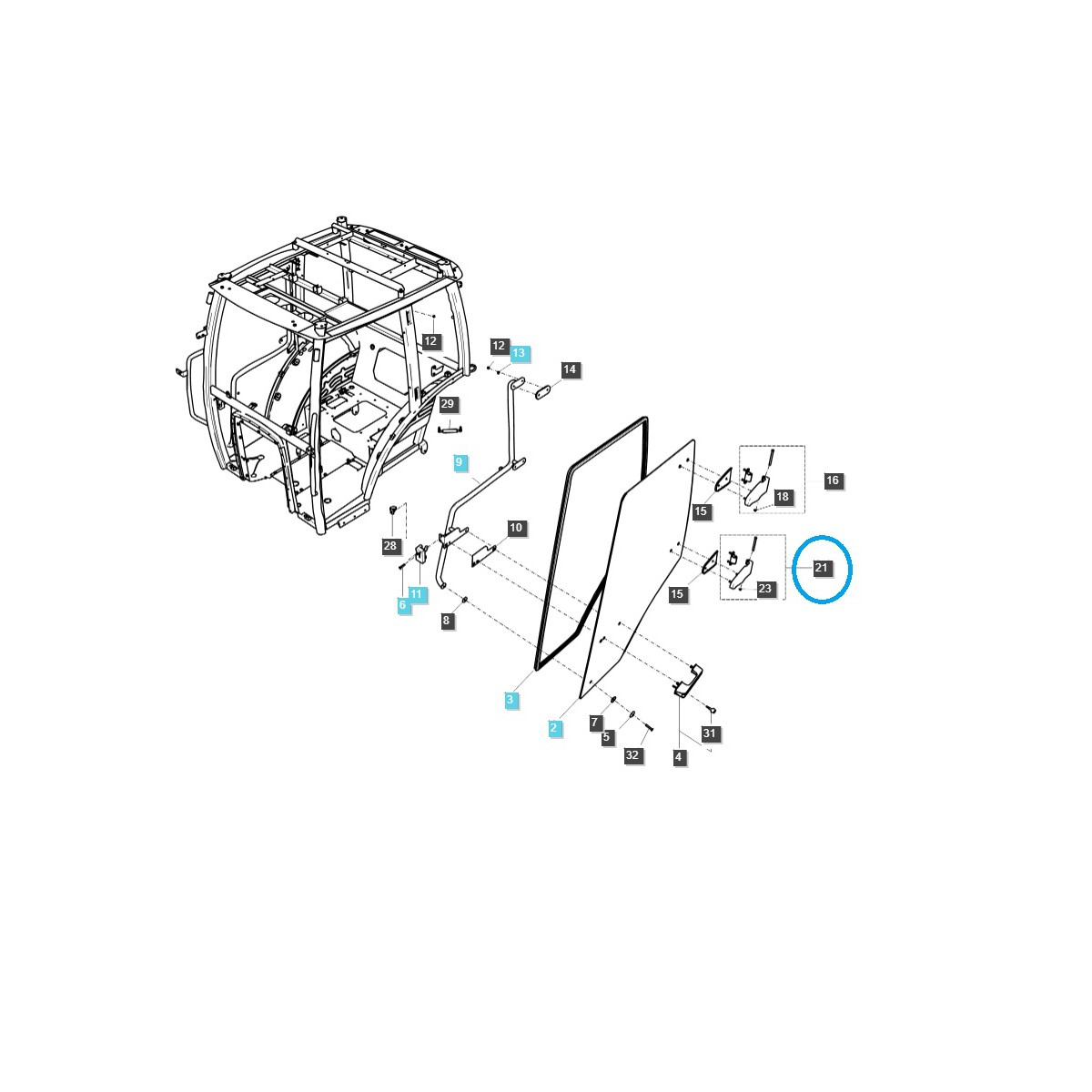 Bisagra de puerta de cabina / G862 / Tractor LS / N.º 40006784