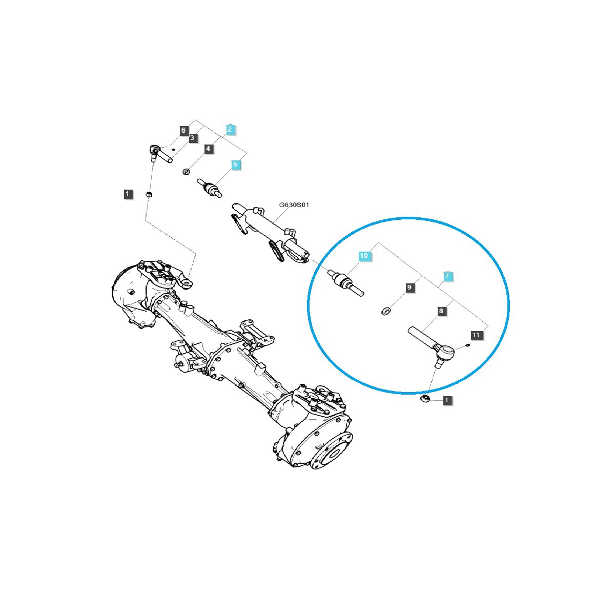 Rotule de direction / Gauche / Tracteur LS / N° 40340338