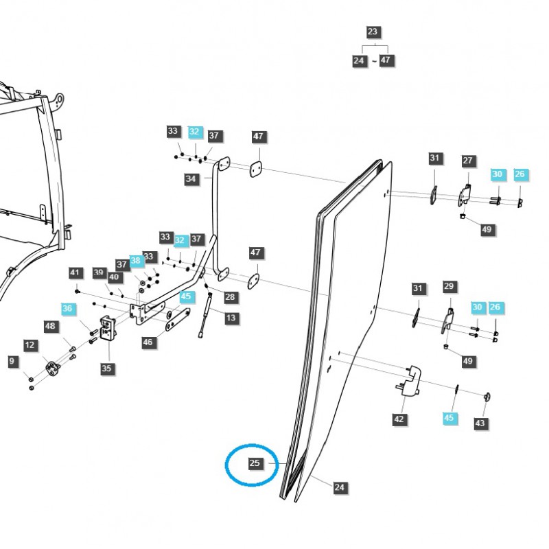 czesci do ls tractor - Uszczelka lewych drzwi kabiny / TRG862 / LS Tractor / nr 40383340