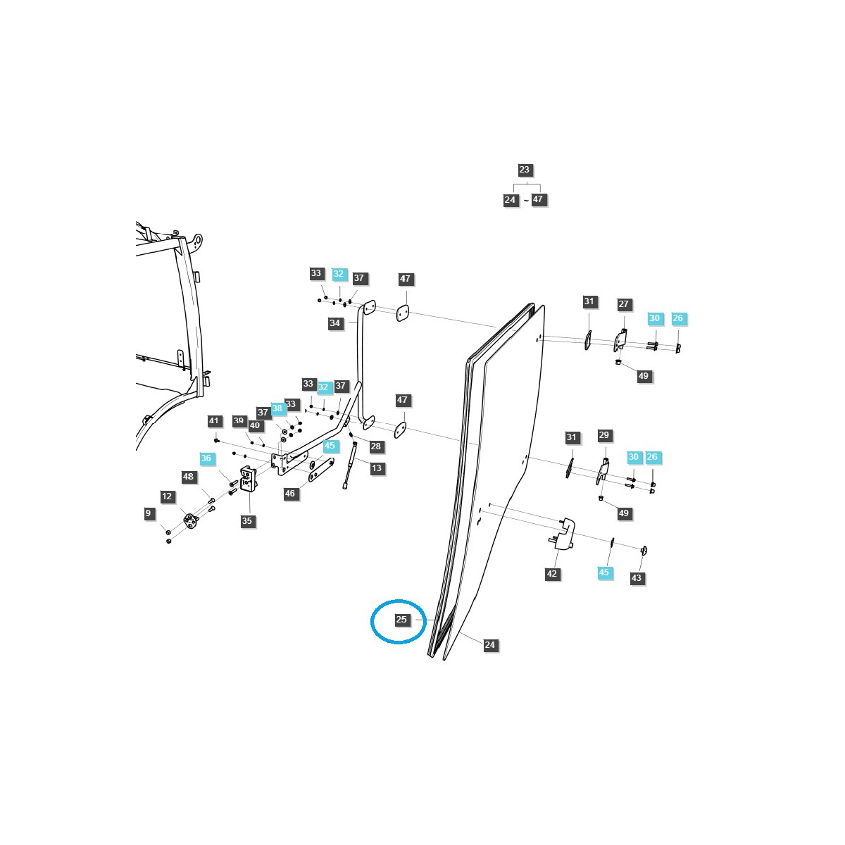 Junta de puerta de cabina izquierda / TRG862 / Tractor LS / N.° 40383340