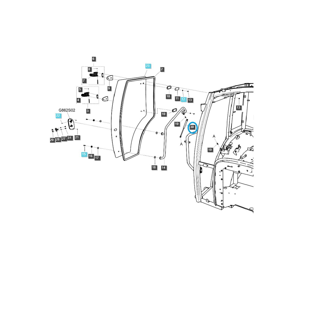 Gas cylinder / TRG862 / LS Tractor / no. 40448166