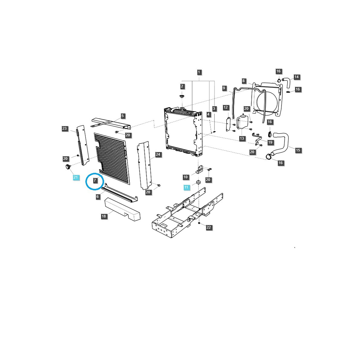 Síťka, mřížka chladiče / TRG170 / LS Traktor 40282268