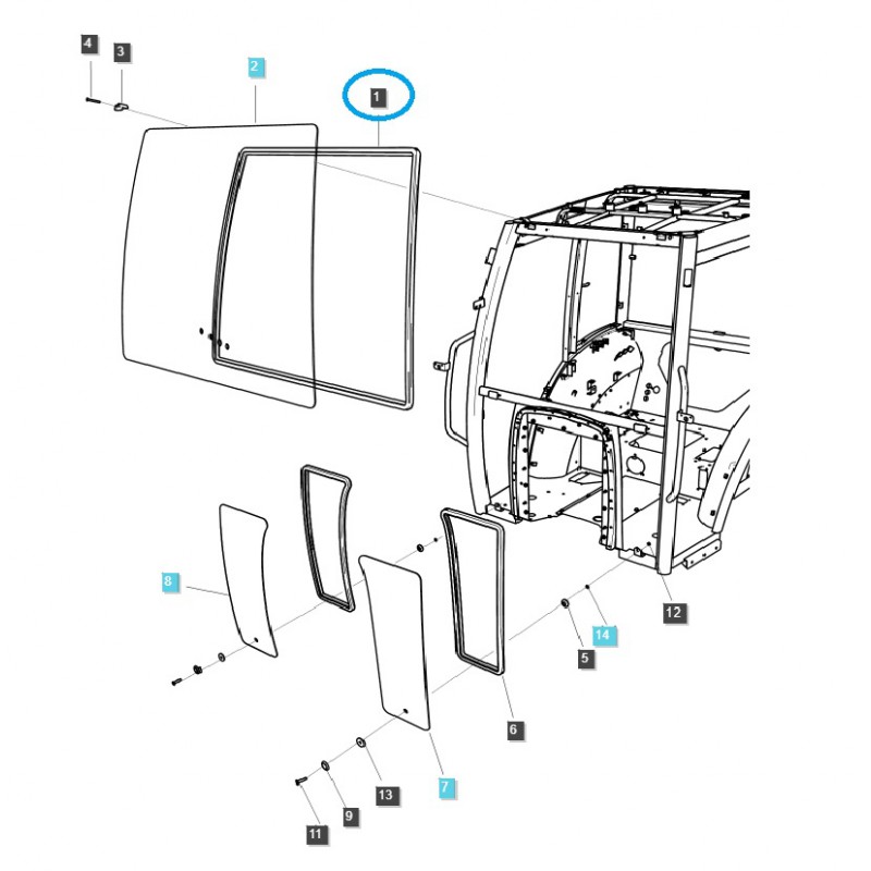 atrapy - Cab window seal / front / TRG863 / LS Tractor / no. 40260609