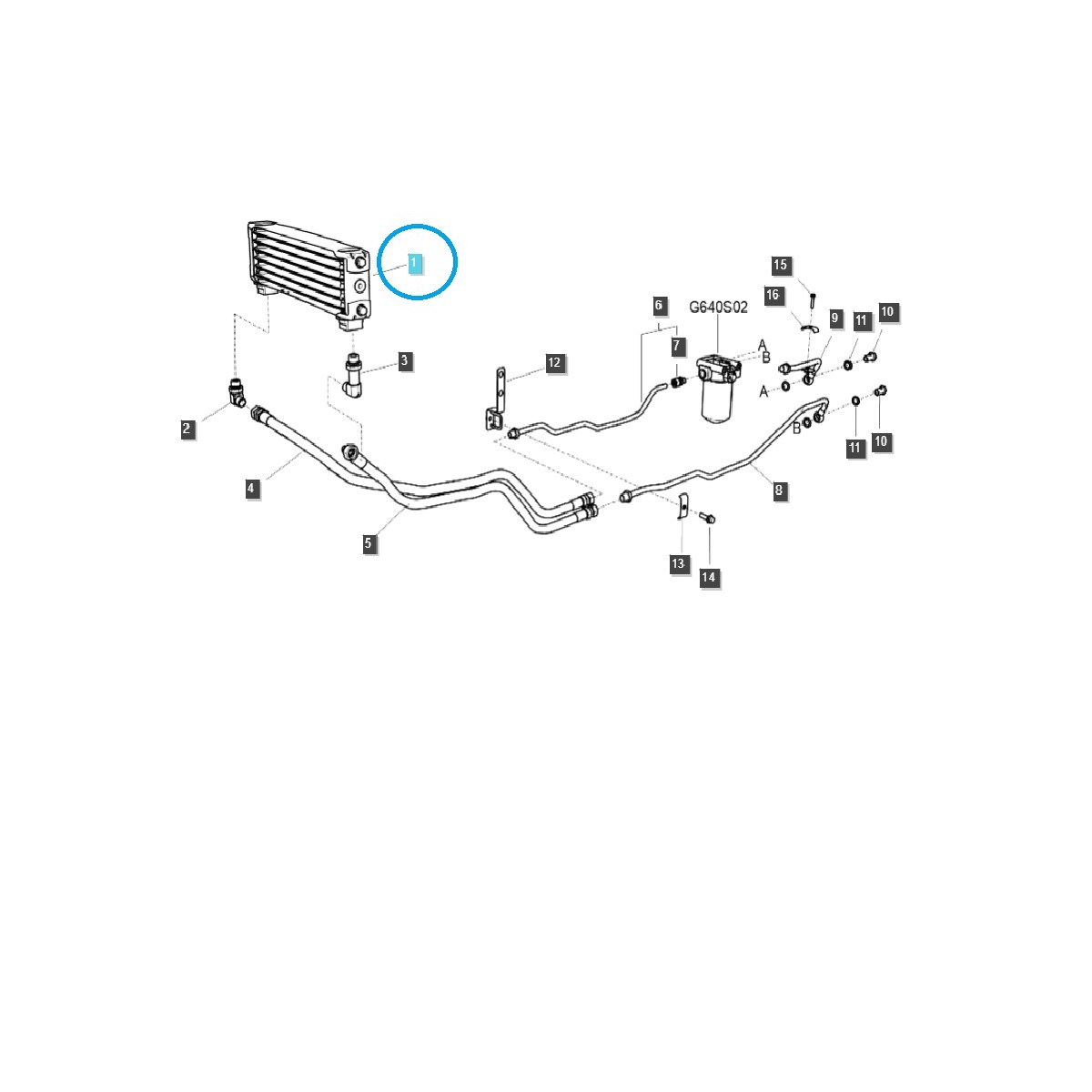 Chladič oleja 6-radový TRG640 / LS Tractor / 40436865