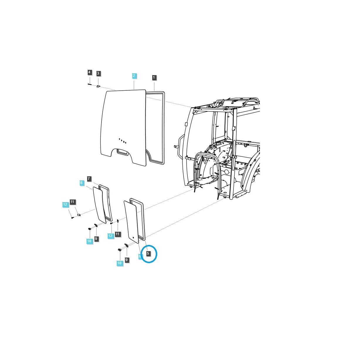 Tesnenie pre predné, spodné okno kabíny LS Tractor / 40266720