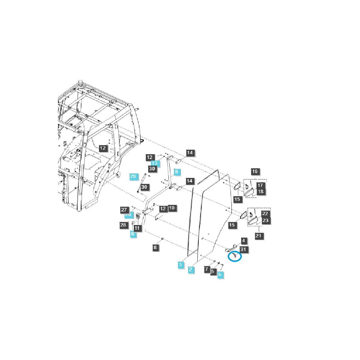 Kľúče na uzamknutie kabíny TRG862 / LS Tractor / 40253488
