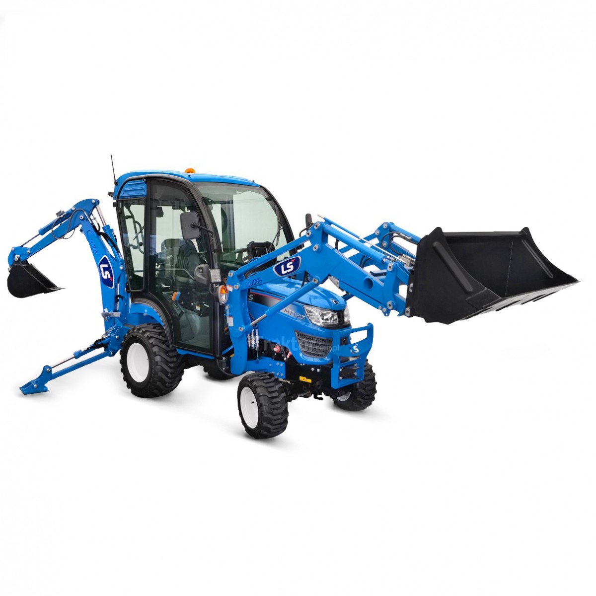 ls mt125 - Traktor LS MT1.25 4x4 - 24,7 HP / IND / CAB + rýpadlo LB1107 + nakladač TUR LL1100