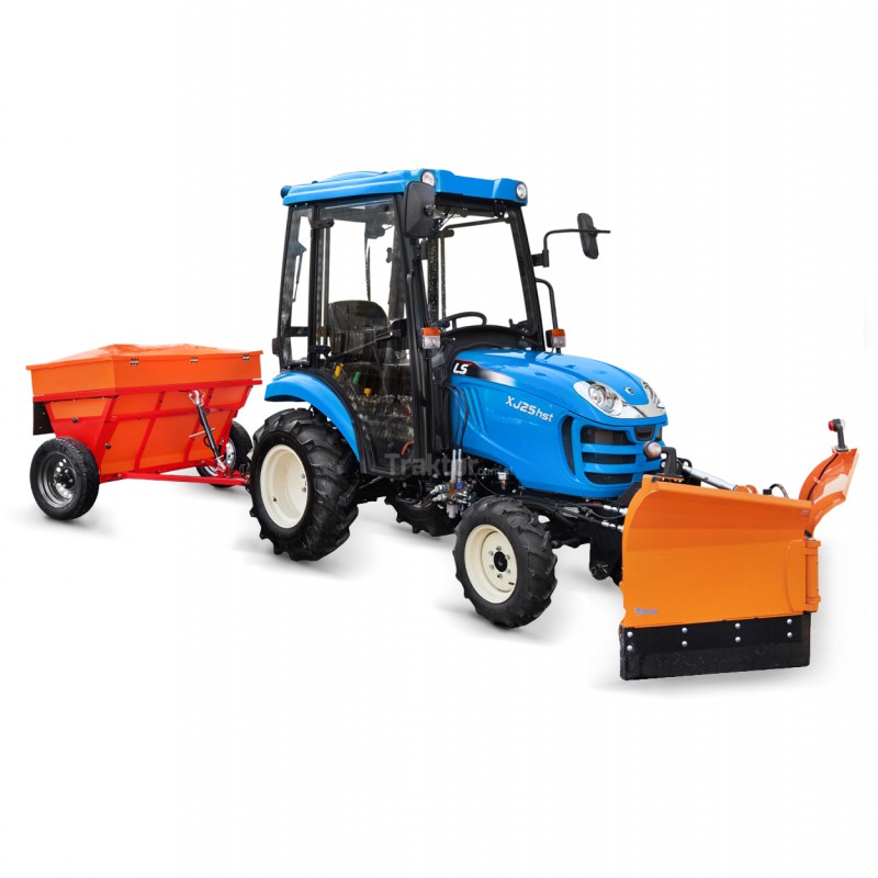 ls xj25 - LS Tractor XJ25 HST 4x4 - 24.4 HP / CAB + Vario arrow snow plow 150 cm, hydraulic 4FARMER + Dexwal roller sand spreader