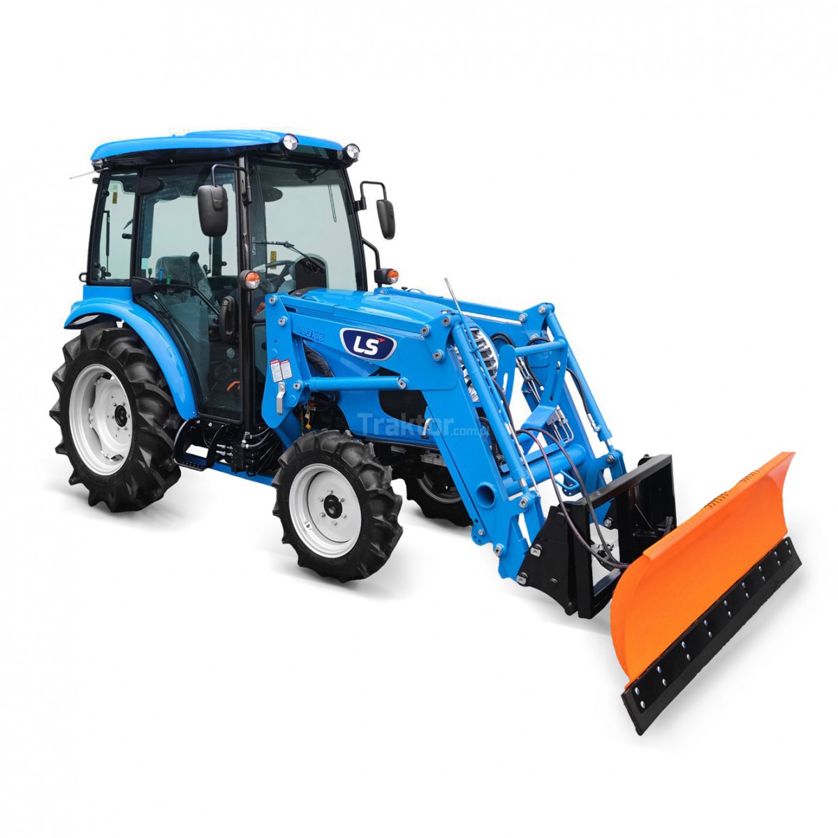 Traktor LS MT3.40 HST 4x4 - 40 HP / KABINA + čelní nakladač LS LL3106 + rovný sněhový pluh 200 cm, s Eurorámem (TUR) 4FARMER