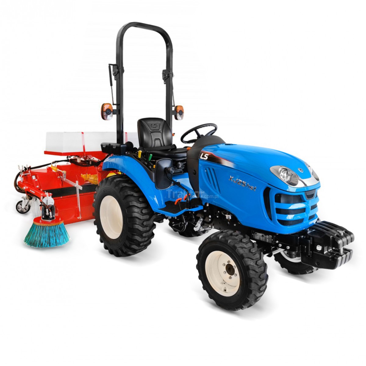 LS Tractor XJ25 HST 4x4 - 24.4 HP / IND + 120 cm sweeper with basket, irrigation container and side brush 4FARMER