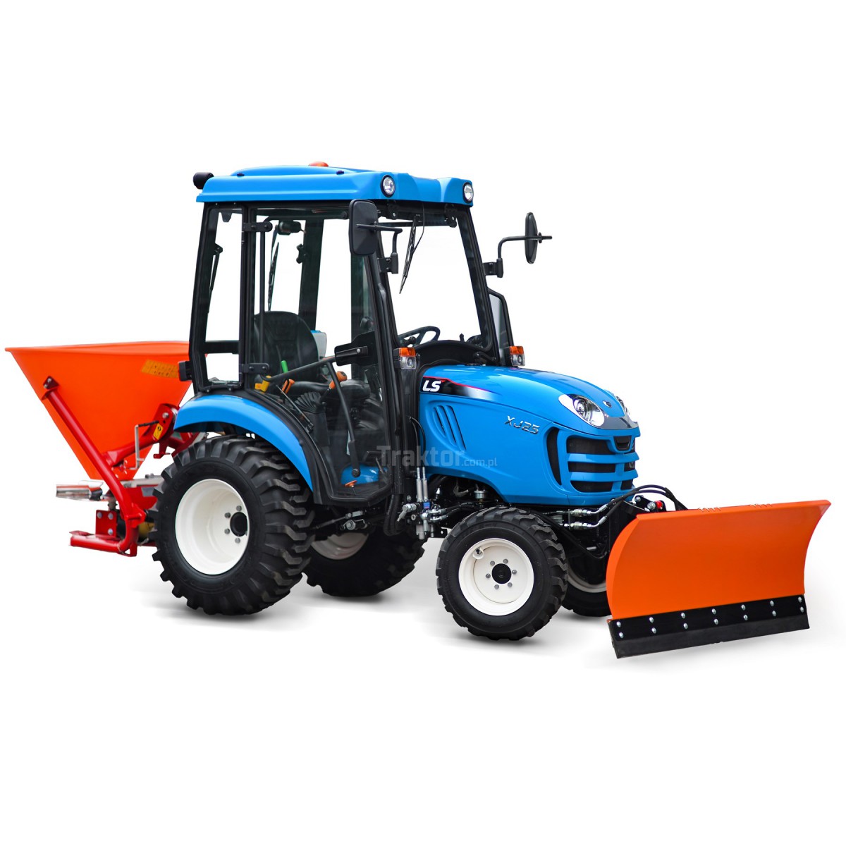 LS Tractor XJ25 MEC 4x4 - 24.4 KM / IND / CAB + straight snow plow SBH130 130 cm 4FARMER + spreader 200L Strumyk