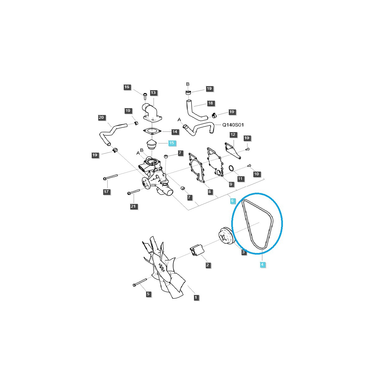 czesci do ls tractor - Pasek wentylatora chłodnicy LA-44.5 EGQ300 / LS Tractor / 40446237