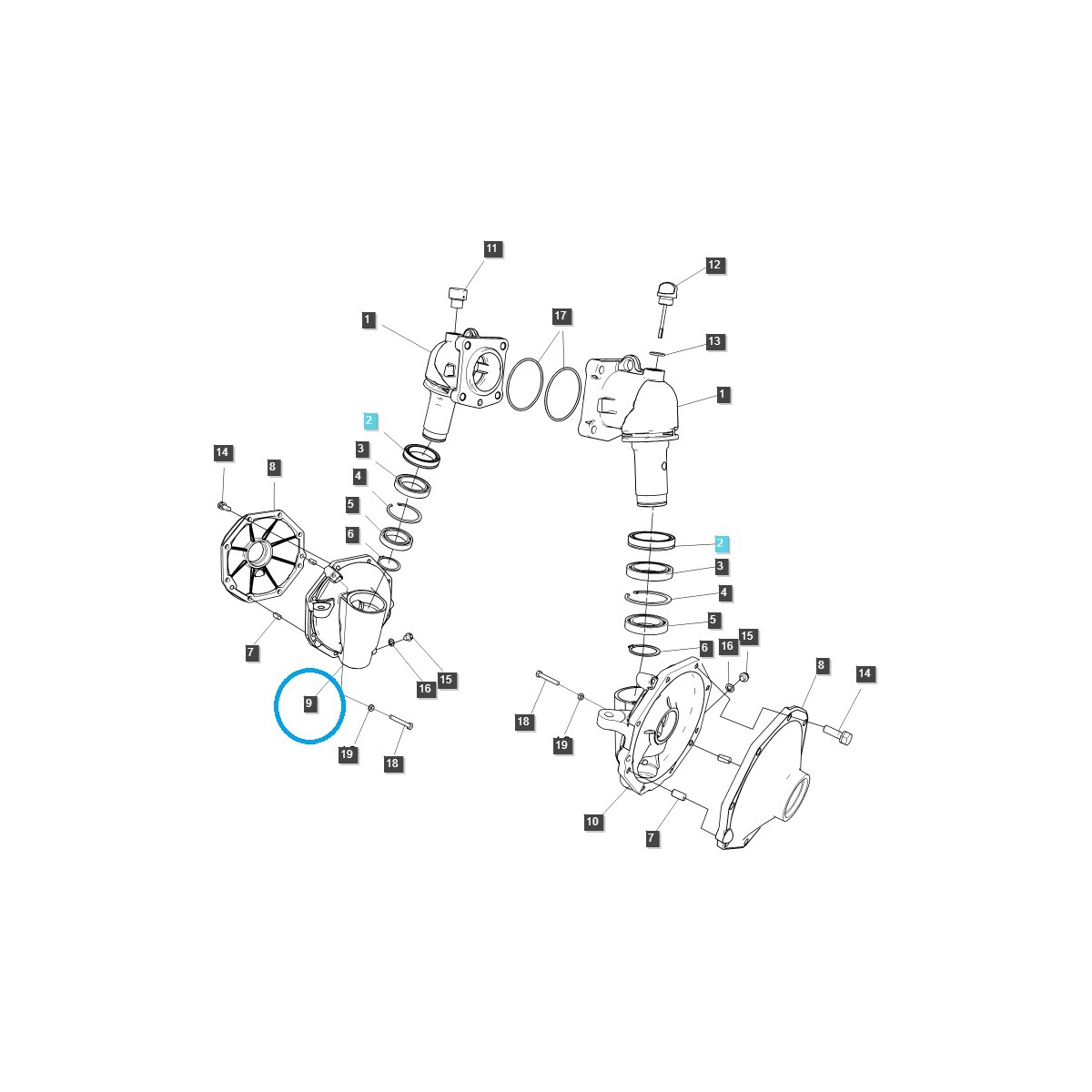 Zwolnica przedniego mostu - prawa TRG400 / LS Tractor / 40195027