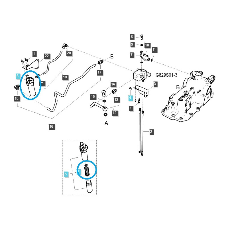 diely pre ls - Tlaková filtračná vložka - hydraulická A1823586 / TRG823 / LS Traktor / 40237555