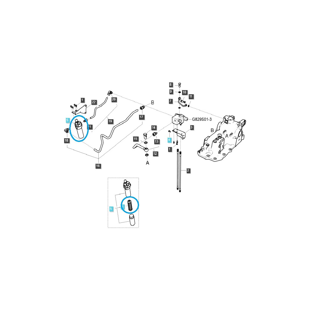 Wkład filtra ciśnieniowego - hydraulicznego A1823586 / TRG823 / LS Tractor / 40162126
