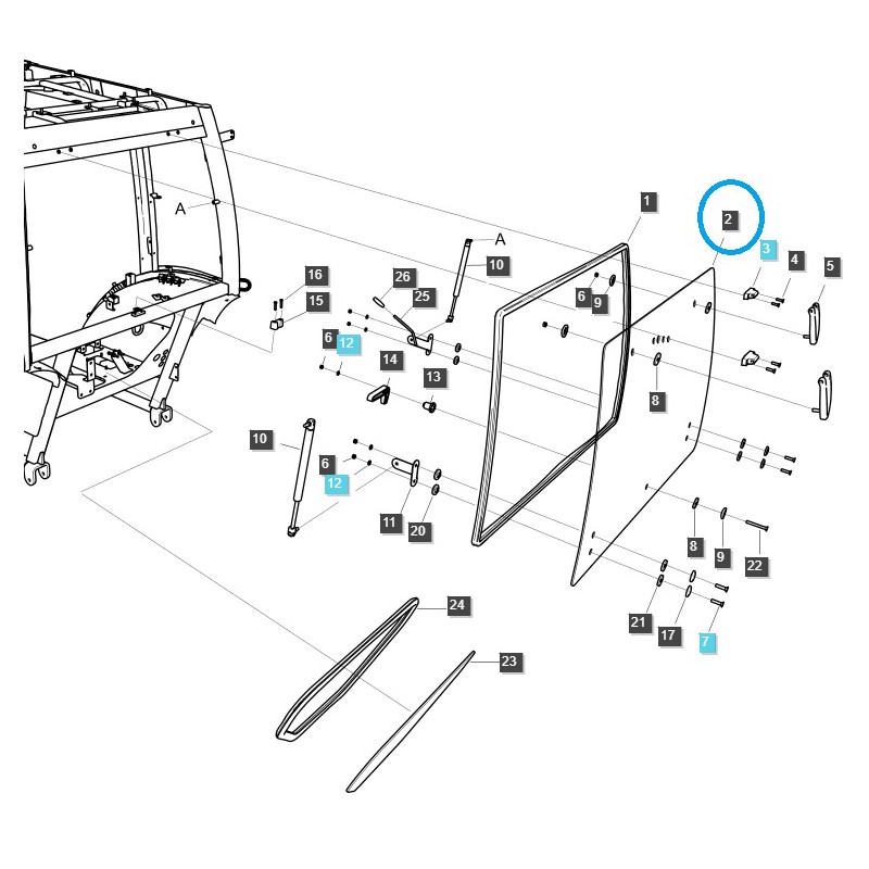 teile fur ls - Fensterglas für die hintere Kabine / TRG863 / LS-Traktor / Nr. 40445259