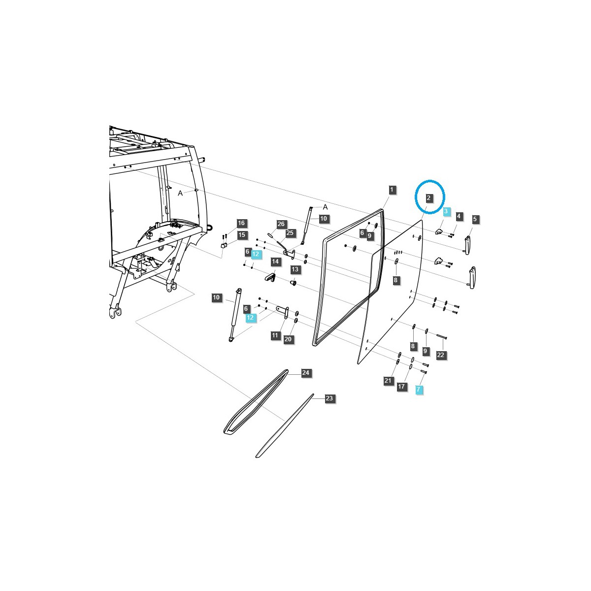 Sklo zadního okna kabiny / TRG863 / Traktor LS / č. 40445259