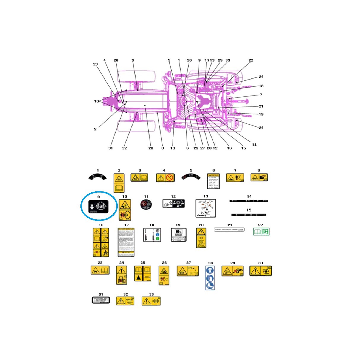 Výstražná nálepka diferenciálu TRG980 / LS Traktor / 40008815