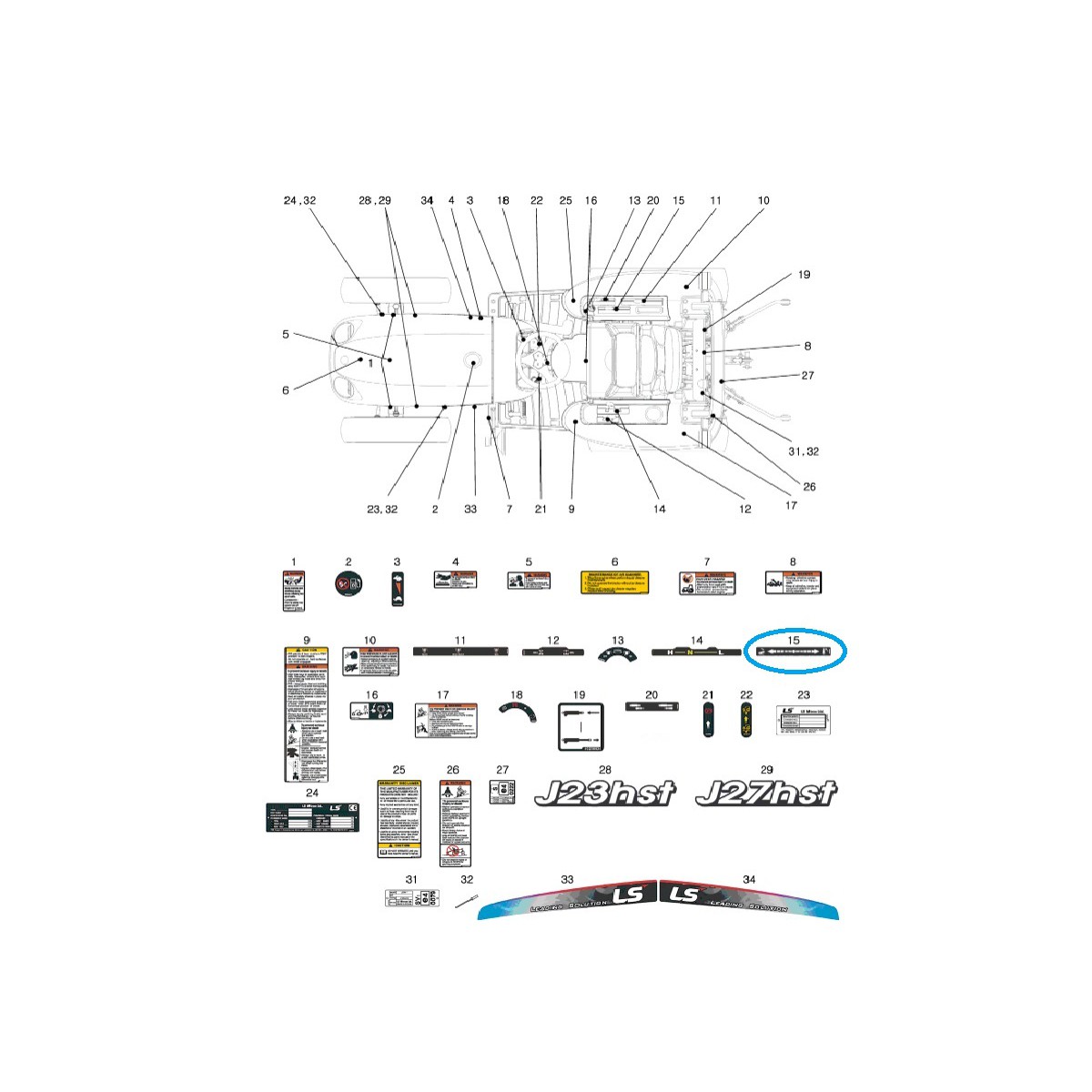 Informačná nálepka, poloha CTRL TRG980 J23HST, J27HST / Traktor LS / 40254069