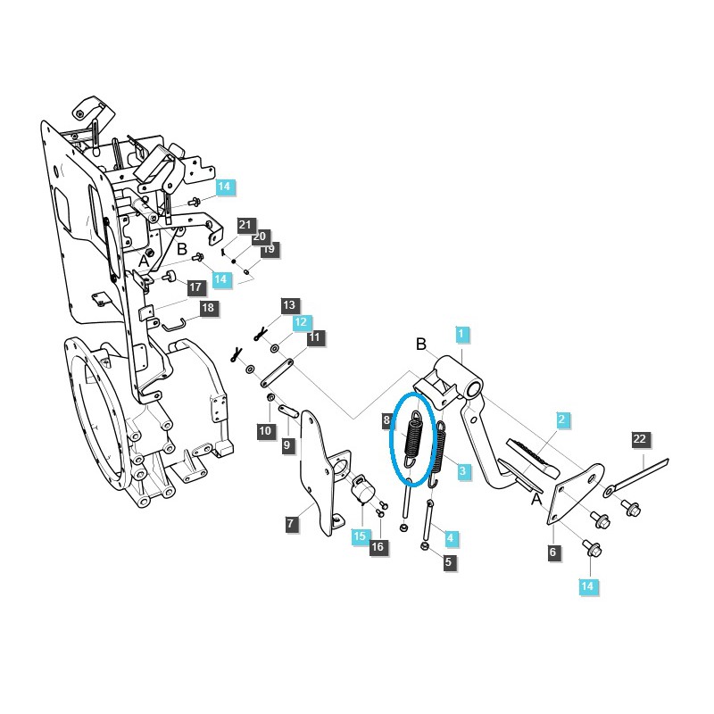 teile fur ls - Kupplungspedalfeder TRG260 / XP7.101 / LS Traktor / 40205603