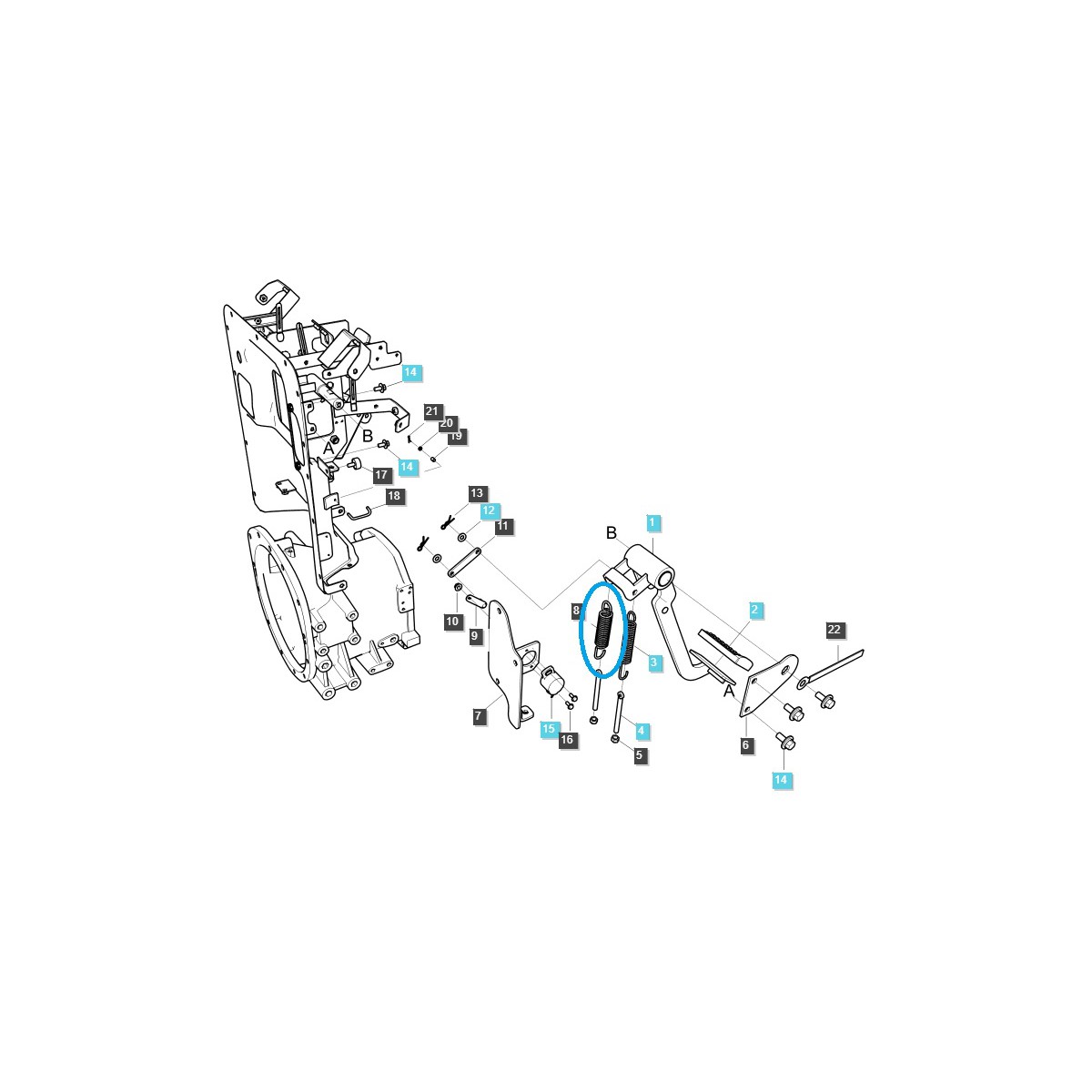 Kupplungspedalfeder TRG260 / XP7.101 / LS Traktor / 40205603