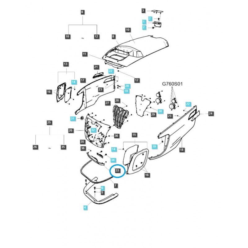 diely pre ls - Gril, kryt A1830746 / G830 / LS Traktor / 40010834