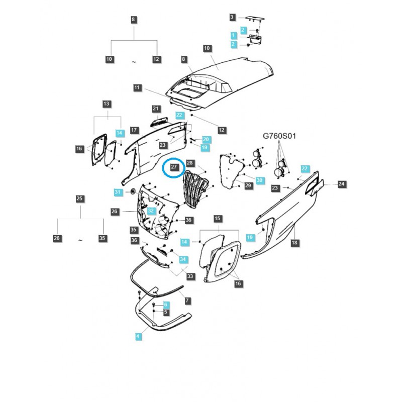 diely pre ls - Gril, kryt TRG830 / LS Traktor / 40244191