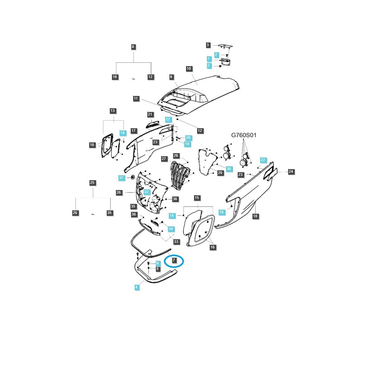 Maketa tesnenia kapoty TRG830 / LS Tractor / 40235349