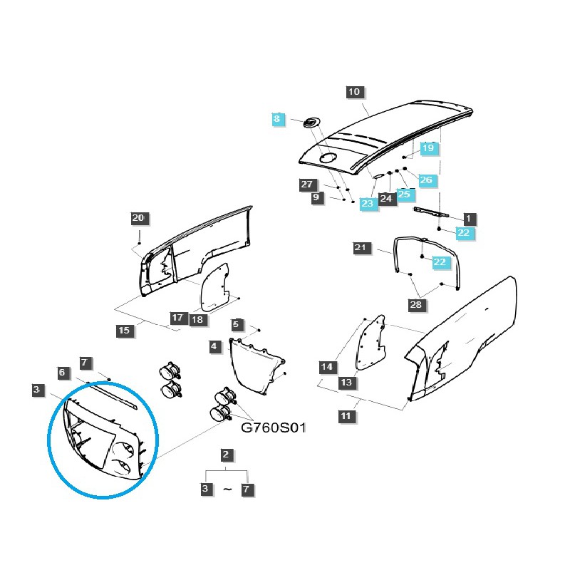 czesci do ls tractor - Grill / osłona przednia lamp / TRG830 / LS Tractor / nr 40213580